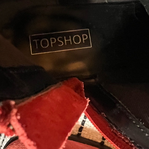 Topshop Red Suede Buckle Boho Rocker Ankle Boots, EU 38 - Picture 5 of 9
